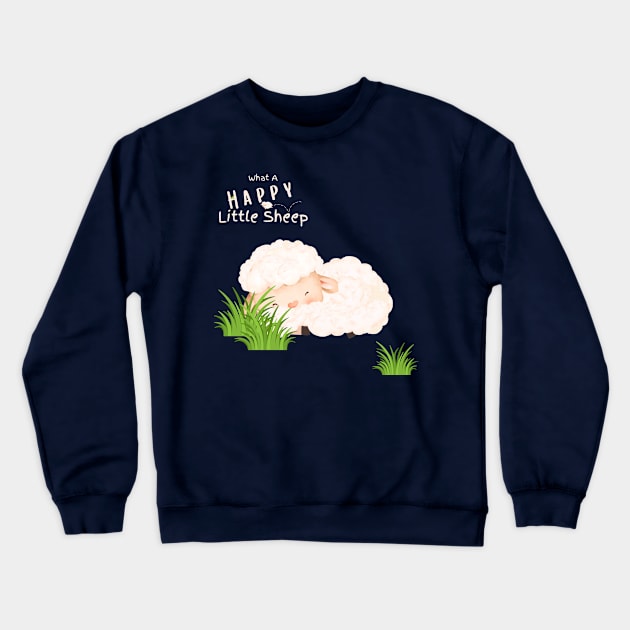 What A Happy Little Sheep | White Writing Crewneck Sweatshirt by Bread of Life Bakery & Blog